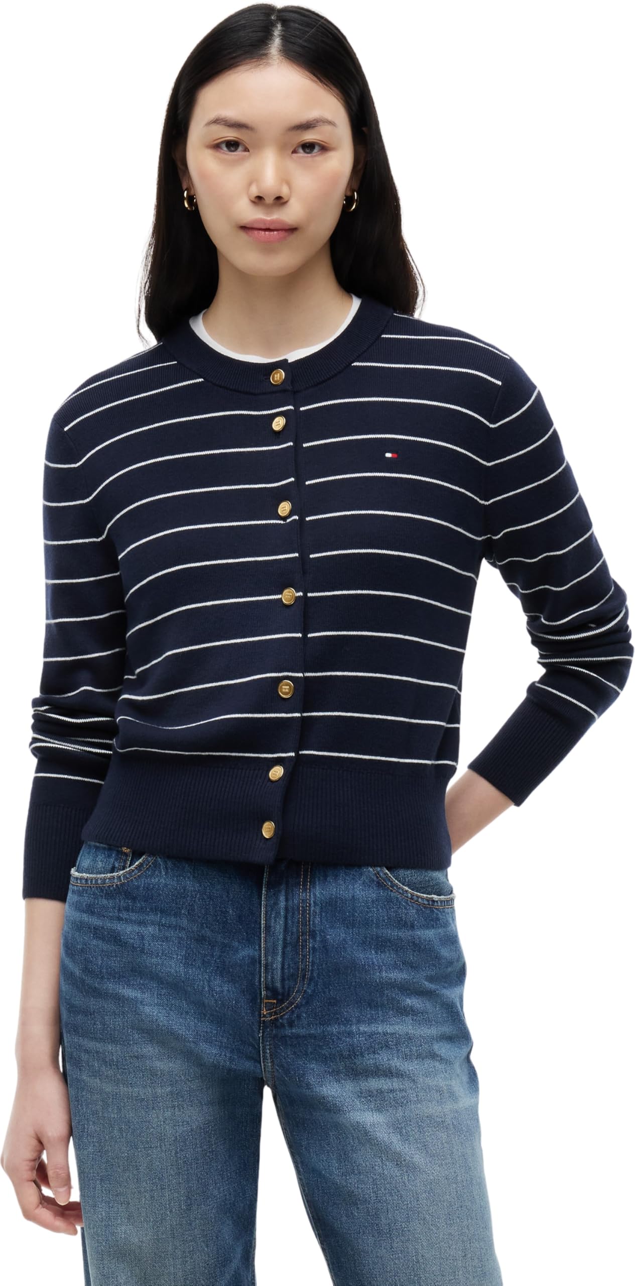 Tommy Hilfiger Jersey Stitch Cardigan Ww0ww51115 Suéter cárdigan Mujer (Pack de 1)