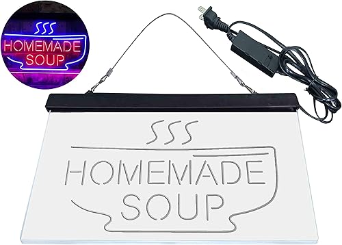 Miniatura 9 de Letrero de neón LED de doble color para restaurante de sopa, azul y rojo, 24 x 16 pulgadas st6s64-i3829-br