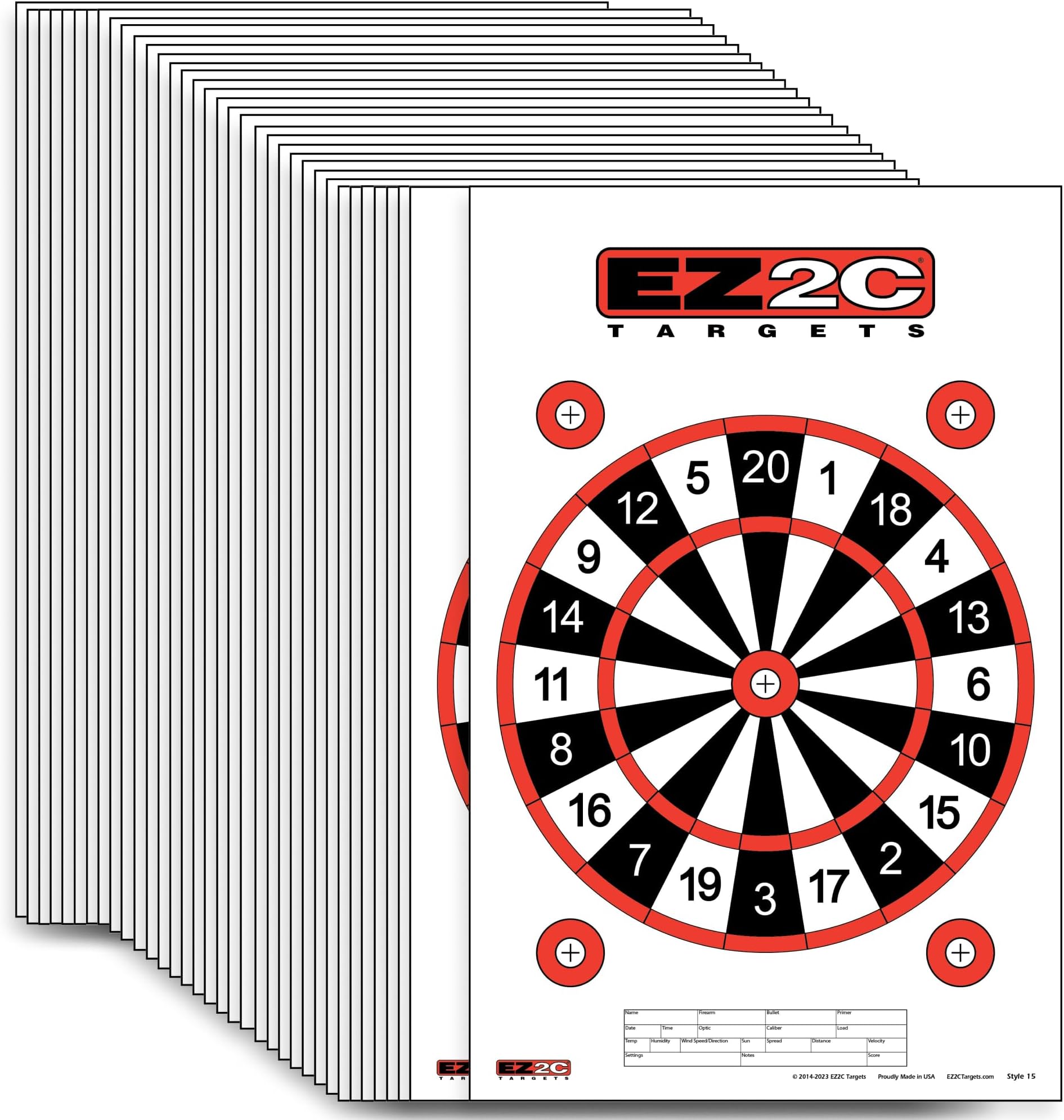 EZ2C Targets Dart Board Style 15 (25 Pack)