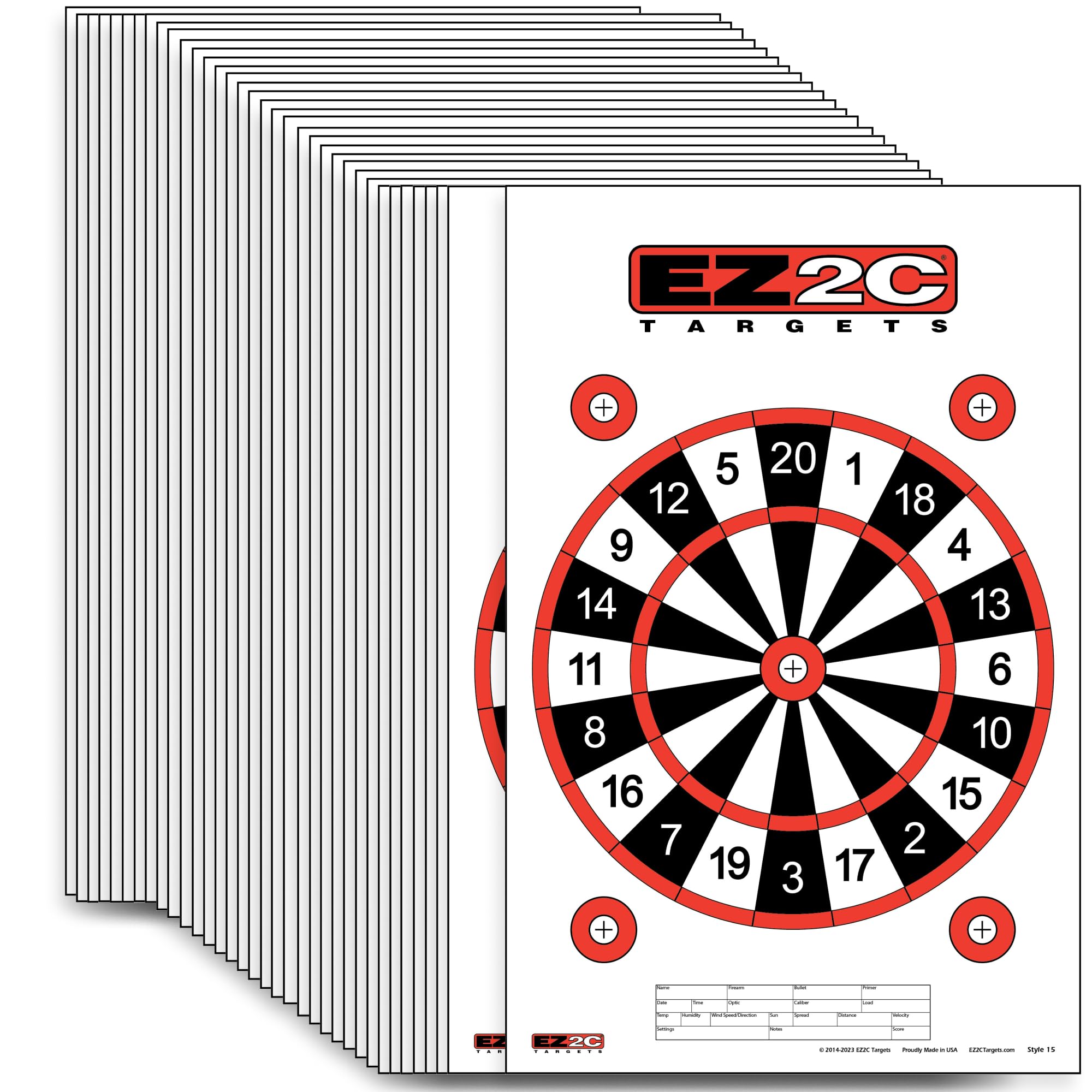 EZ2C Games Styles: Dartboard - Sink The Boats - Tic-Tac-Toe - Reducing Circles - Paper Targets for Shooting Range 11"x17" Fun Gun Range Targets for Shooting USA Made Gun Gifts