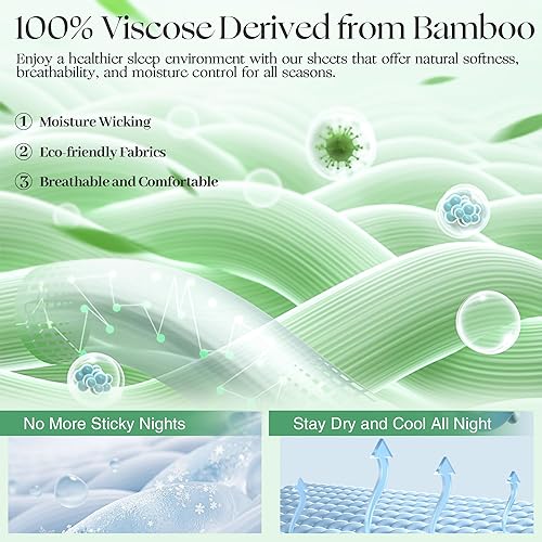 Miniatura 4 de Sábanas de cama con infusión de plata, tela refrescante con tecnología de autolimpieza para un sueño reparador, viscosa 100% orgánica genuina