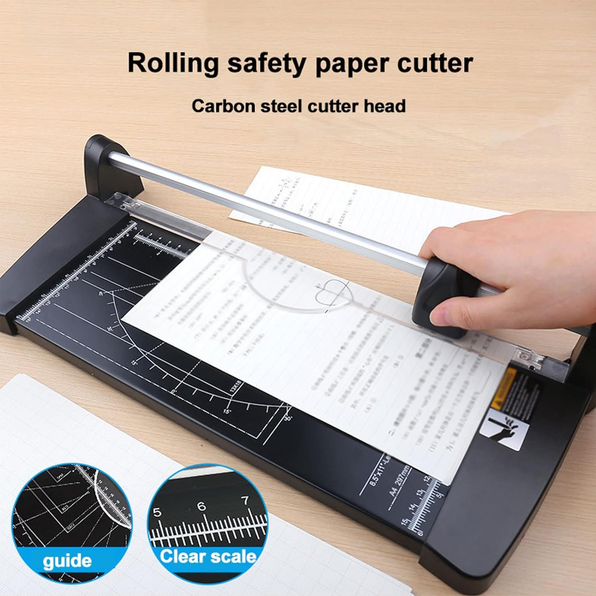 Taglierina per carta A2, taglierina per carta in titanio da 60 cm con protezione di sicurezza automatica per carta artigianale, coupon, etichette e cartoncino