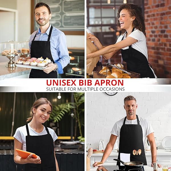 Utopia Kitchen 2 Pieces Kitchen Apron for Men and Women - Adjustable 2 Pockets Chef Apron with Long Ribbons for BBQ, Restaurants, Cafes and Gardening - 5