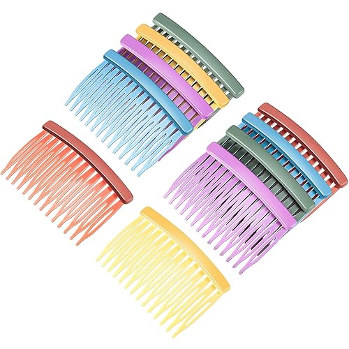 Chuangdi 10 peines para el cabello para mujer, accesorios coloridos de plástico sólido para el cabello, dientes anchos, peines decorativos, regalos,