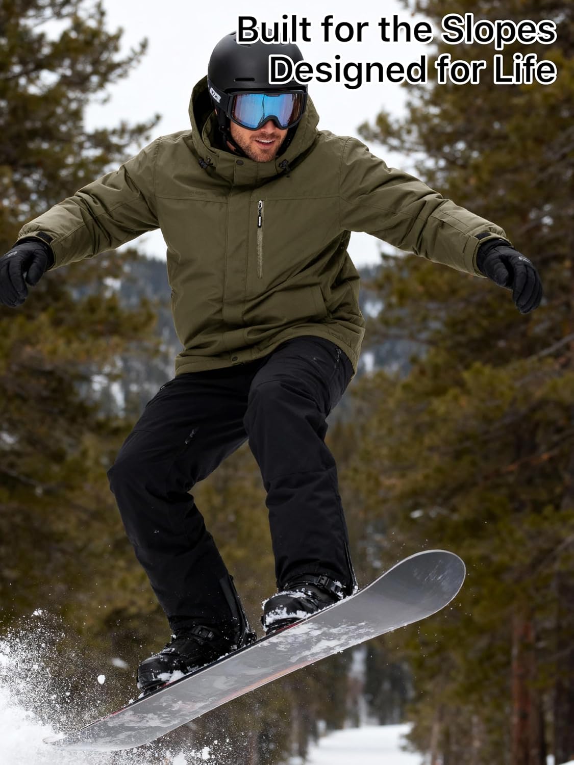 FREE SOLDIER Men's Waterproof Ski Snow Jacket Fleece Lined Warm Winter Rain Jacket with Hood Fully Taped Seams - Image 9