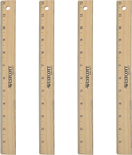 Miniatura 10 de Westcott 05011 Regla de madera con borde biselado, 12 pulgadas (paquete de 2)