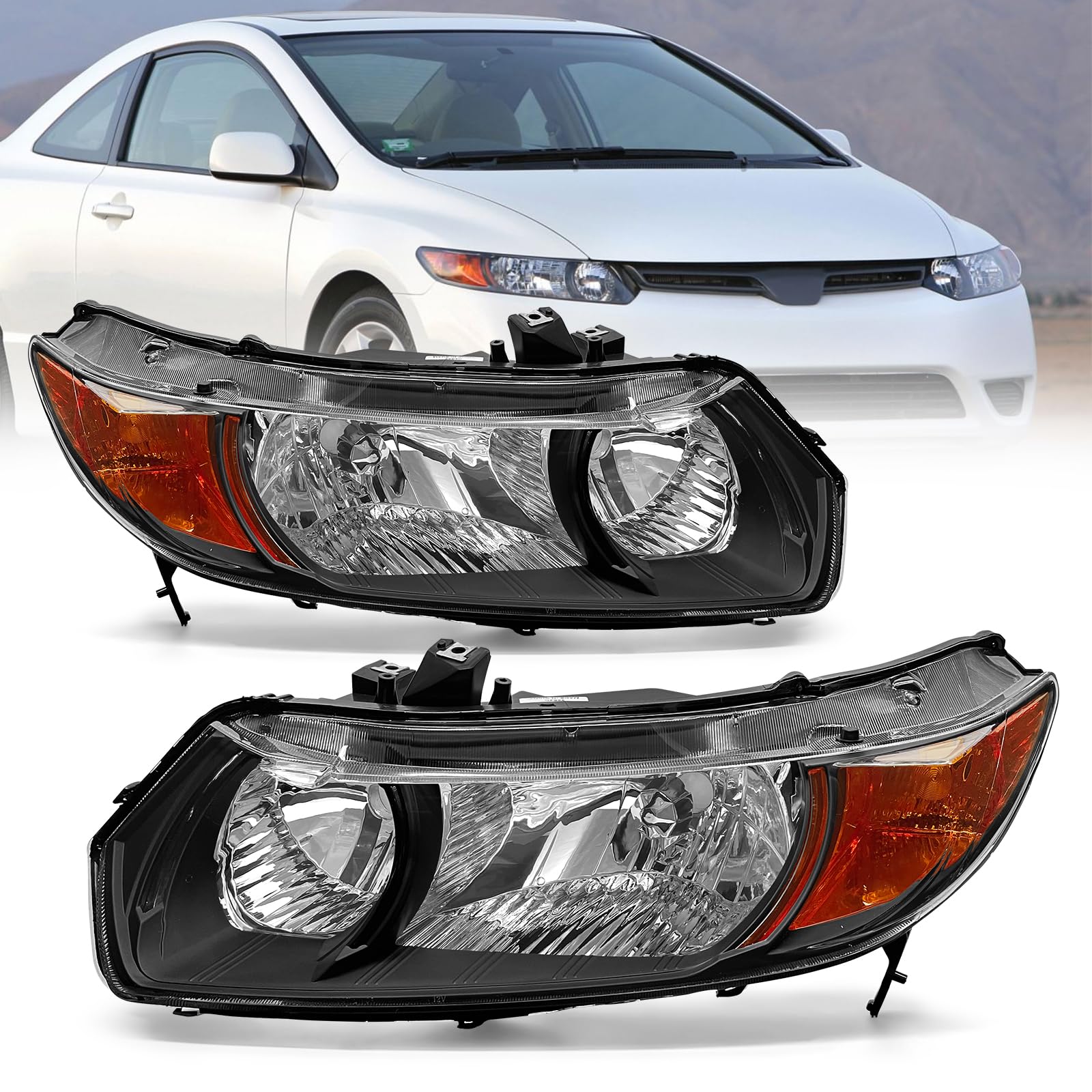 for 2006-2011 Honda Civic Halogen Headlight W/O Bulbs