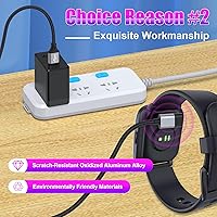 Vista 3 de AGVEE Paquete de 2 cables de carga de 3.3 pies para Garmin Watch, cable de carga trenzado en forma de L para Fenix, Forerunner, Vivoactive