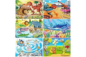 Puzzles for Kids Ages 3-5: Colorful 24-Piece Wooden Learning Puzzles