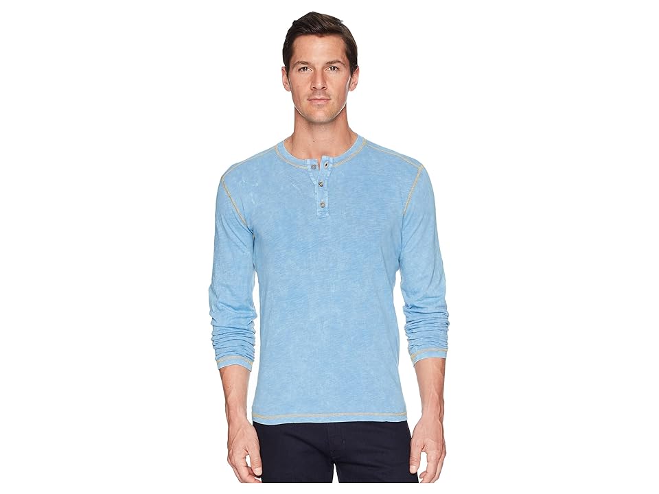 

Agave Denim Freight Train Long Sleeve Three-Button Henley (Silver Lake Blue) Men's Long Sleeve Pullover