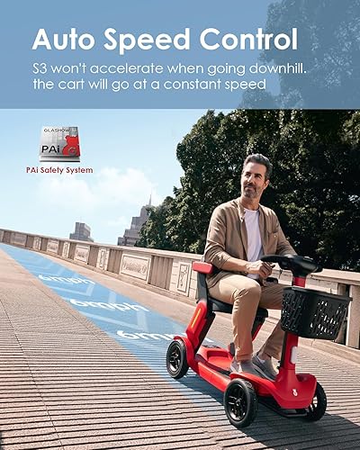 Miniatura 5 de Glashow Scooter de movilidad S3, scooter de movilidad plegable para adultos ancianos, ayuda de movilidad motorizada eléctrica con sistema de
