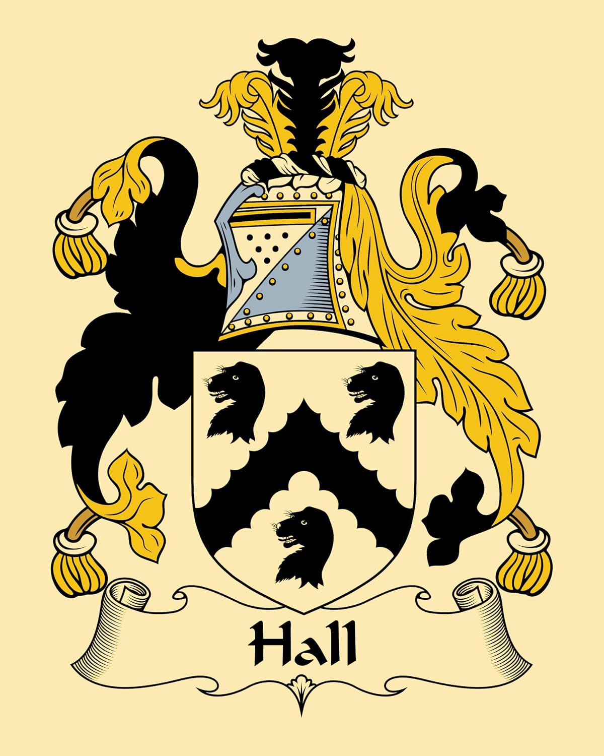 Carpe Diem Designs Hall Coat of Arms/Hall Family Crest 8X10 Photo print (2 copies