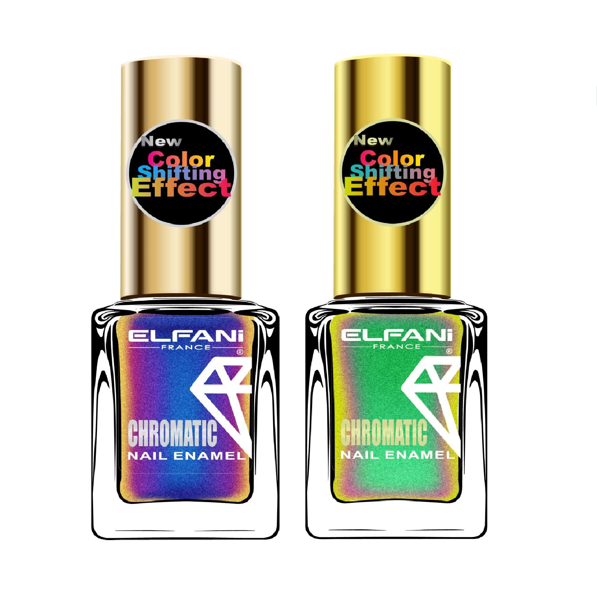 Elfani Multichrome colour shifting effect nail polish combo of Egyptian Blue & Caribbean Rainbow-image-40