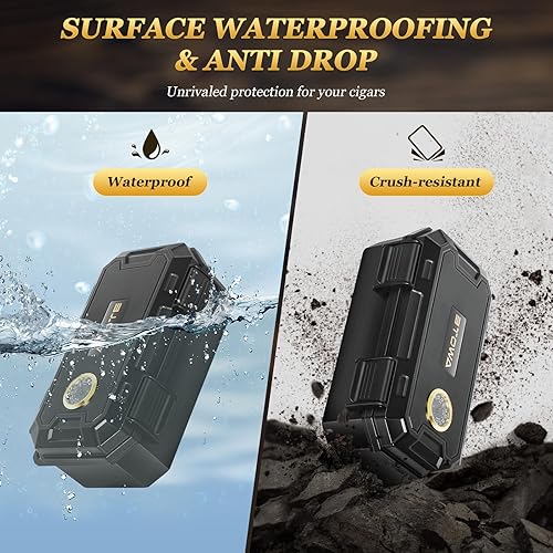 Miniatura 5 de Humidor de cigarros de viaje con encendedor de antorcha, cenicero, soporte, humidificador e higrómetro, estuche portátil para cigarros de viaje con