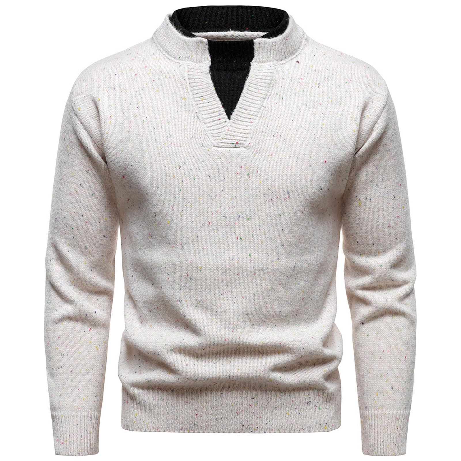Generisch Jersey de punto fino para hombre, 2 en 1, cuello redondo, punto fino, sudadera de negocios, básica, jersey de punto cálido