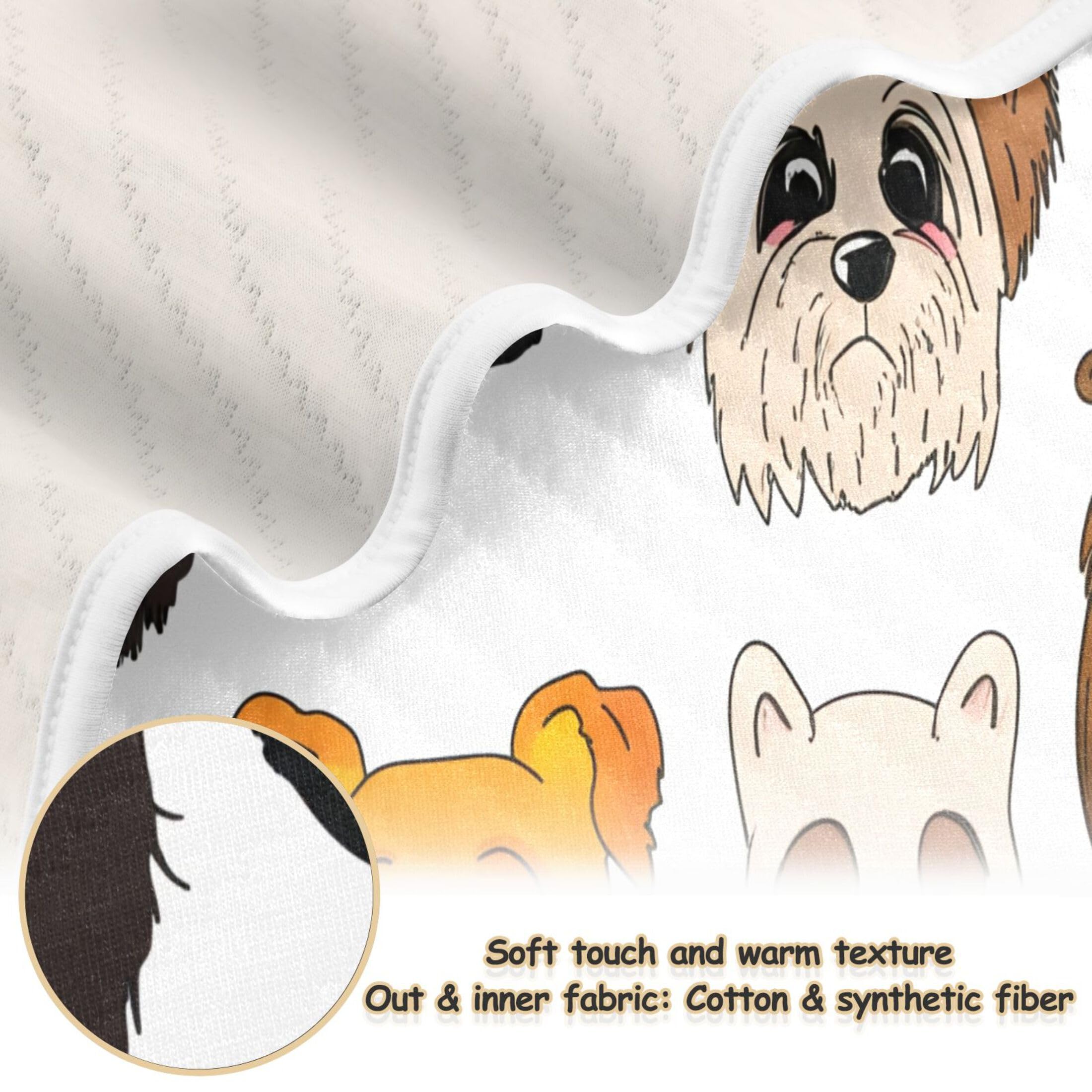 Burbuja Cartoon Dog Faces Baby Blanket for Boys Girls, Nursery Soft Warm Swaddling Receiving Baby Blankets, 30x40 in Toddler Blanket