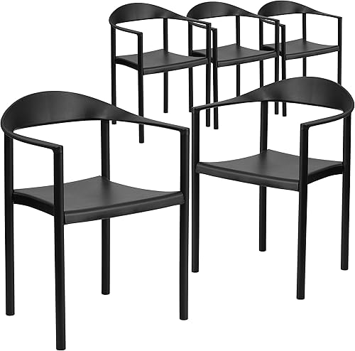 Miniatura 9 de Flash Furniture HERCULES Series - Silla apilable de plástico negro con capacidad de 1000 libras