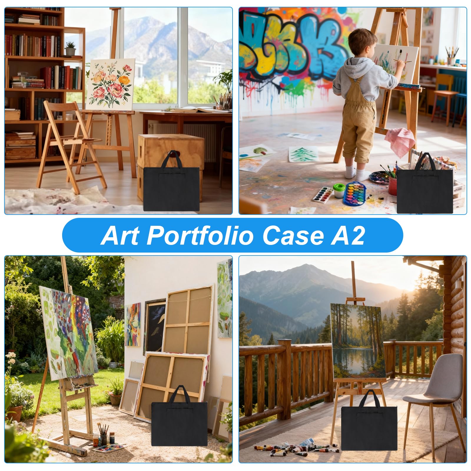 A2 Zeichenbrett Tasche Transporttasche Kunstmappe A2 Wasserdicht Leichte Portfolio Hülle Zeichenmappe Künstlermappe Zeichenmappen Tragetasche Aufbewahrung Multifunktional Zeichnungtasche