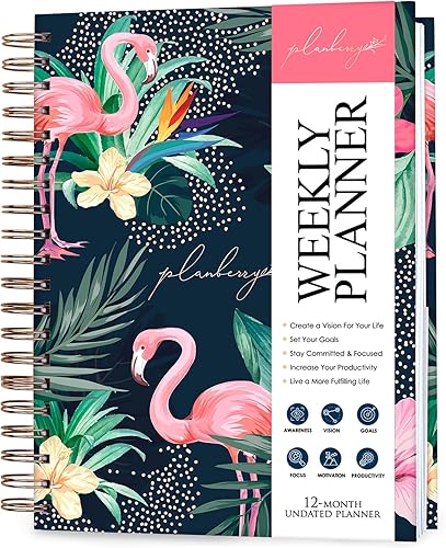 PLANBERRY Agenda semanal grande prémium  Planificador de vida y presupuesto sin fecha  Organizador y diario de productividad, 8 x 10.4 pulgadas