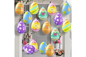 Jetec 18 Pcs Blow Up Easter Eggs Outdoor Yard Decor Easter Egg Toys PVC