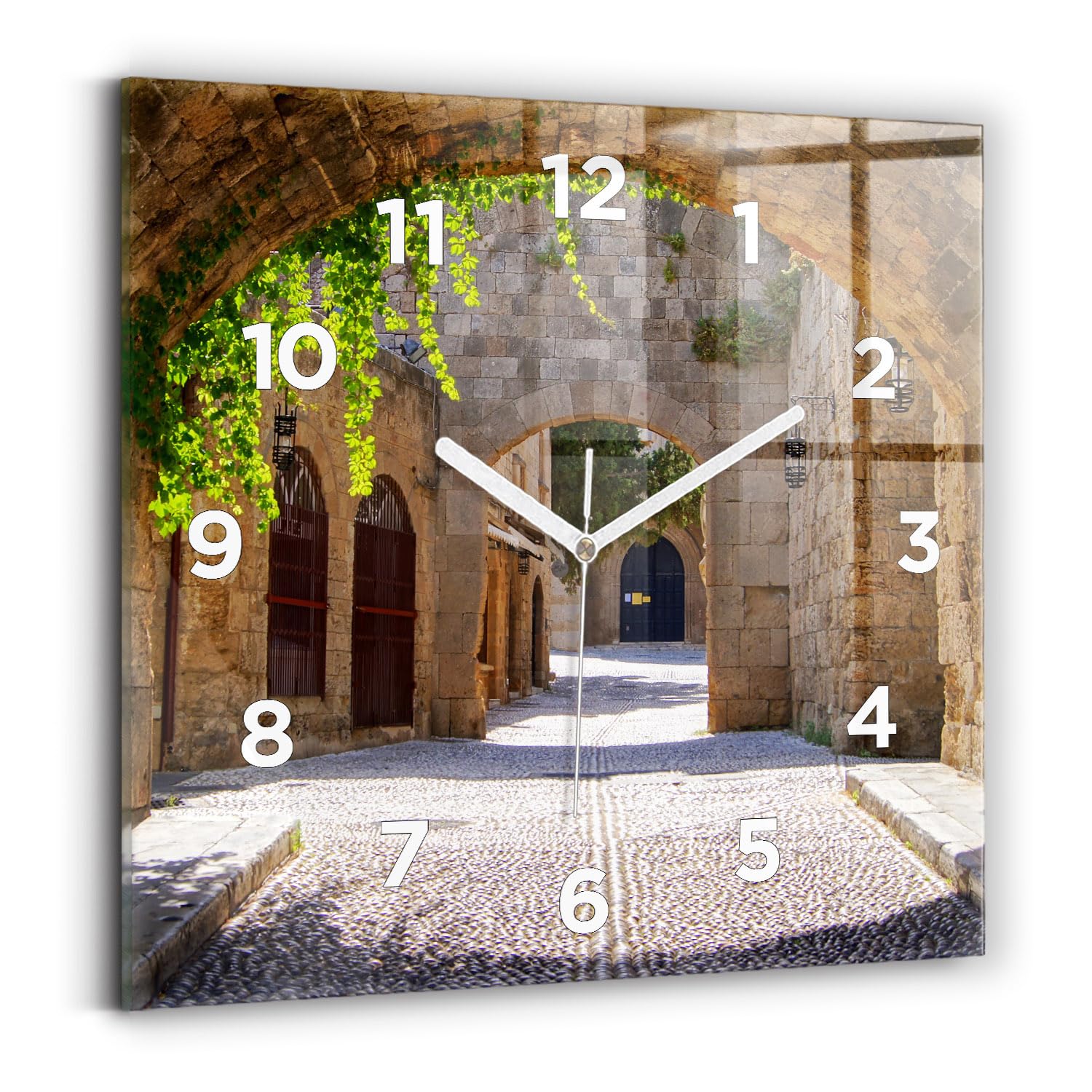 Horloge carrée 30x30 cm moderne avec mécanisme silencieux et affichage analogique Wallfluent