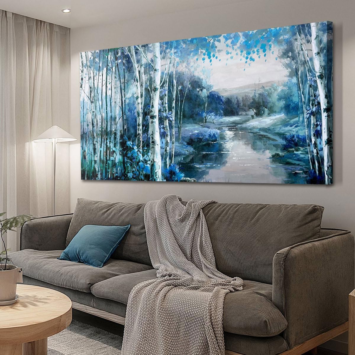 Arjun Tree Large Canvas Wall Art for Living Room Landscape Picture Nature Forest Painting Bedroom, Big Size Artwork Textured Framed Home Office Dining Room Wall Décor 58"x29"