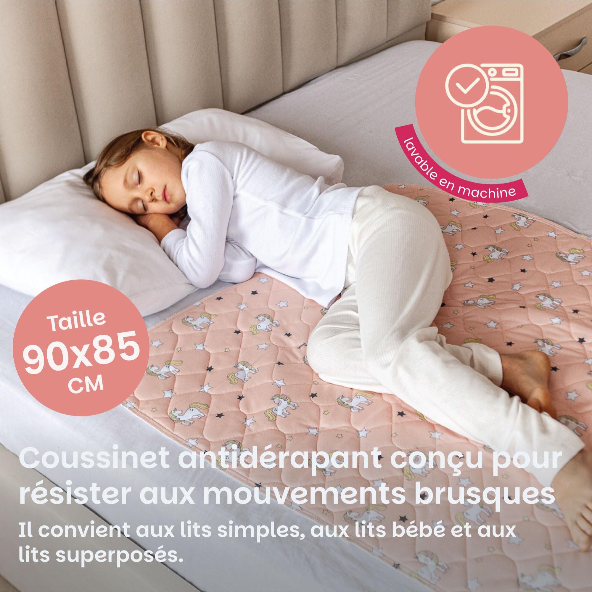 Lynmark® Alaise pour Matelas, Protège Matelas Imperméable pour Apprentissage de la Propreté, Couvre et Protège-Matelas Lavable pour Lit d’Enfant et Lit 1 Personne, Motif Licorne