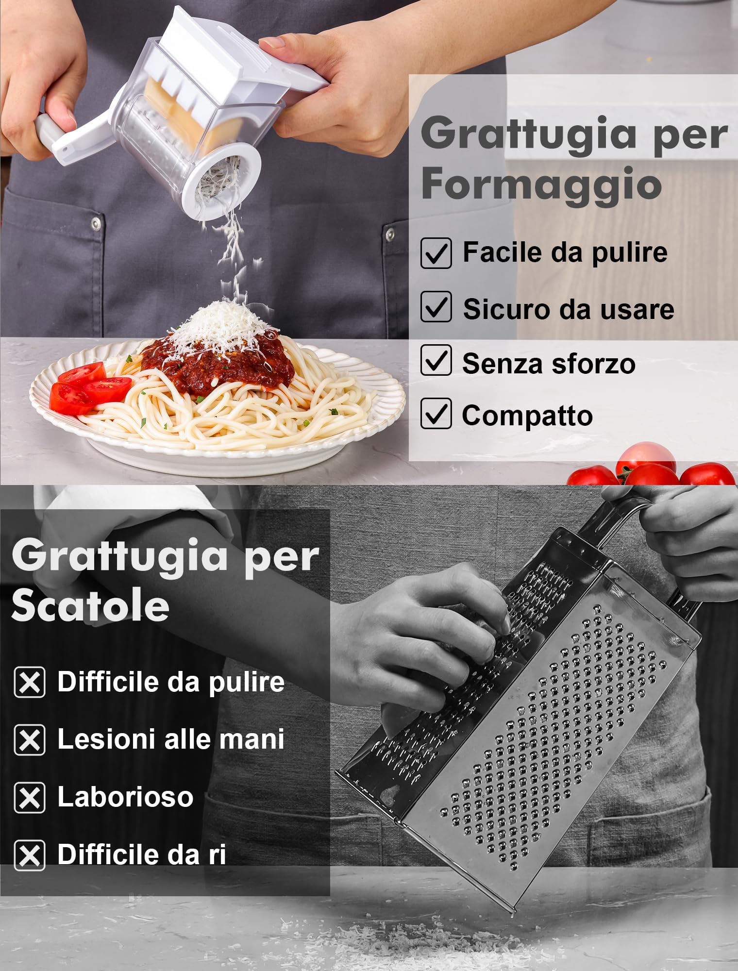 Grattugia Per Formaggio In Acciaio Inox Con Contenitore - Multifunzionale, Senza BPA, Colore Blu - Foto 10