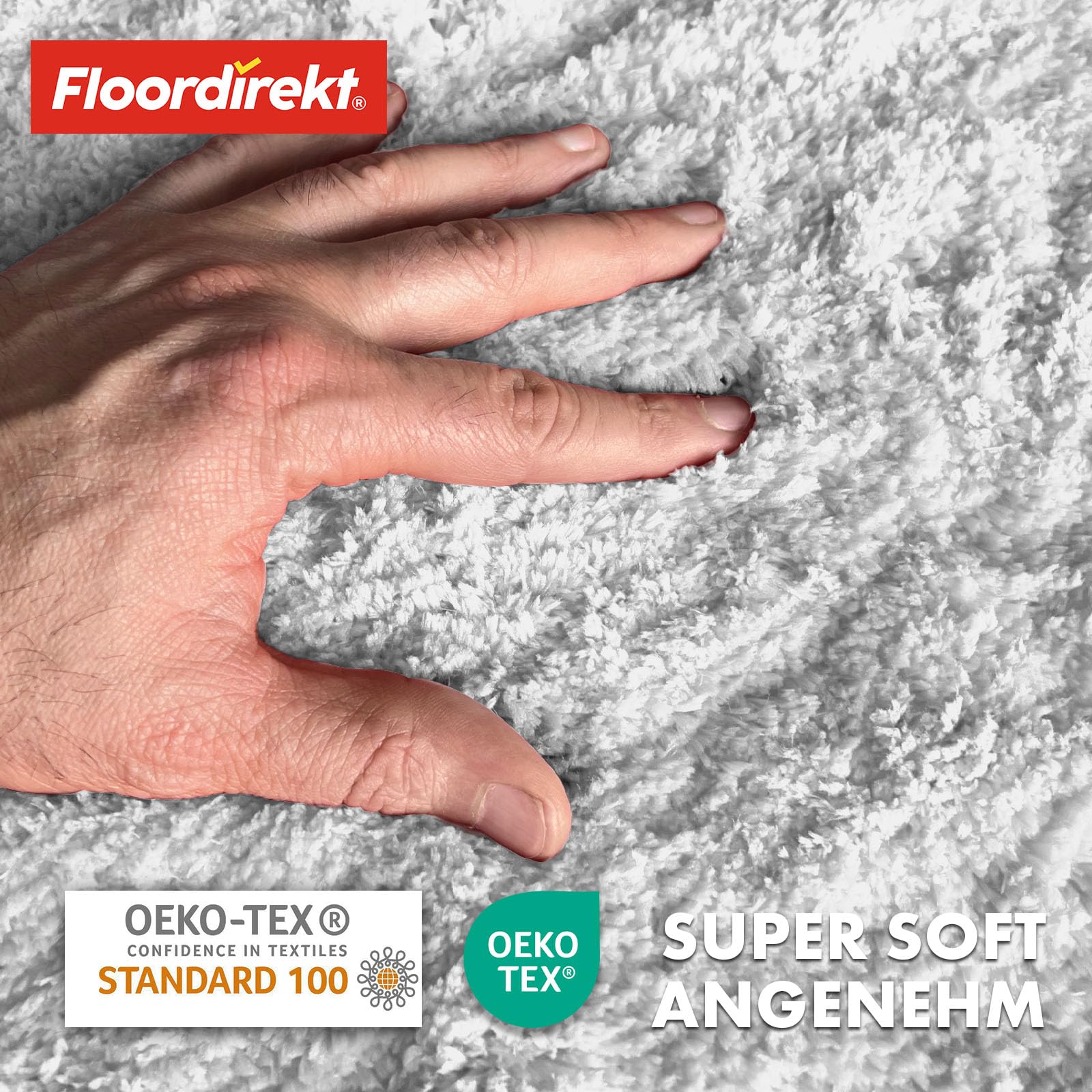 Floordirekt Badematte Sky Soft | Eckig & Rund | Badezimmerteppich | Extra flauschig | rutschfest & Schnell trocknend | Viele Farben & Größen (Rund | Ø 120 cm, Weiß)