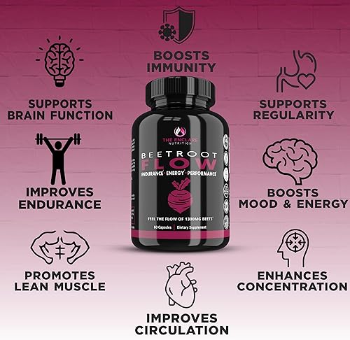 Miniatura 4 de THE ENCLARE NUTRITION Beet Root Capsules 1300mg. Organic Beet Root Powder Capsules Support Heart Health, Blood Pressure, Brain, Energy. Beetroot