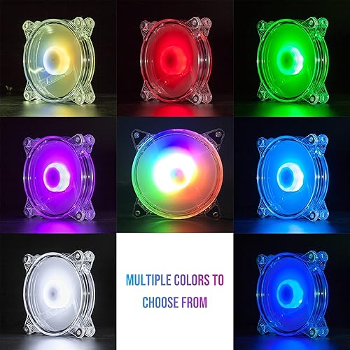 Miniatura 3 de OCUhome Ventilador LED RGB de 4.724 in, disipador de calor silencioso potente con luz LED fría para computadora, ventilador de enfriamiento rápido