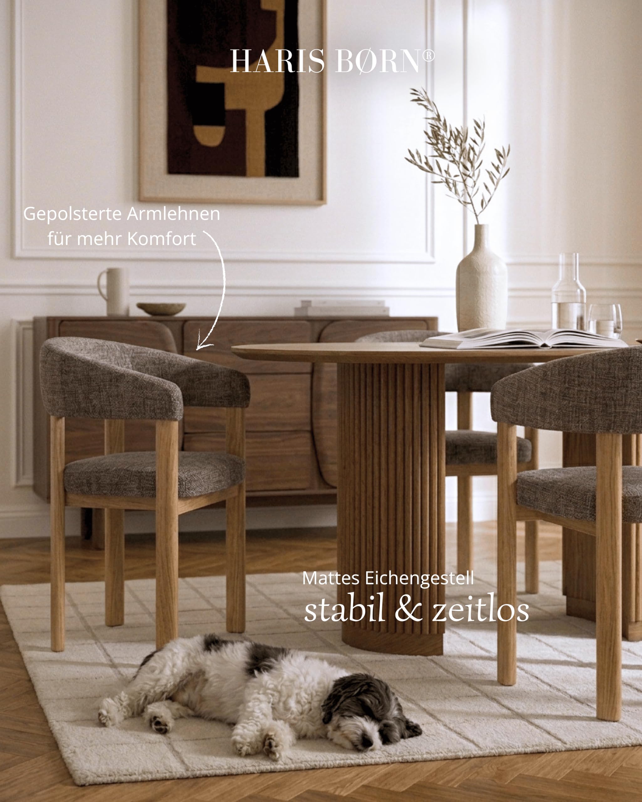 Esszimmerstühle (2er Set) Braun mit Armlehne - Polsterstuhl aus Eiche - Stühle Esszimmer, Esstisch Stühle, Essstühle & Küchenstühle - Esszimmerstuhl 30 Tage testen