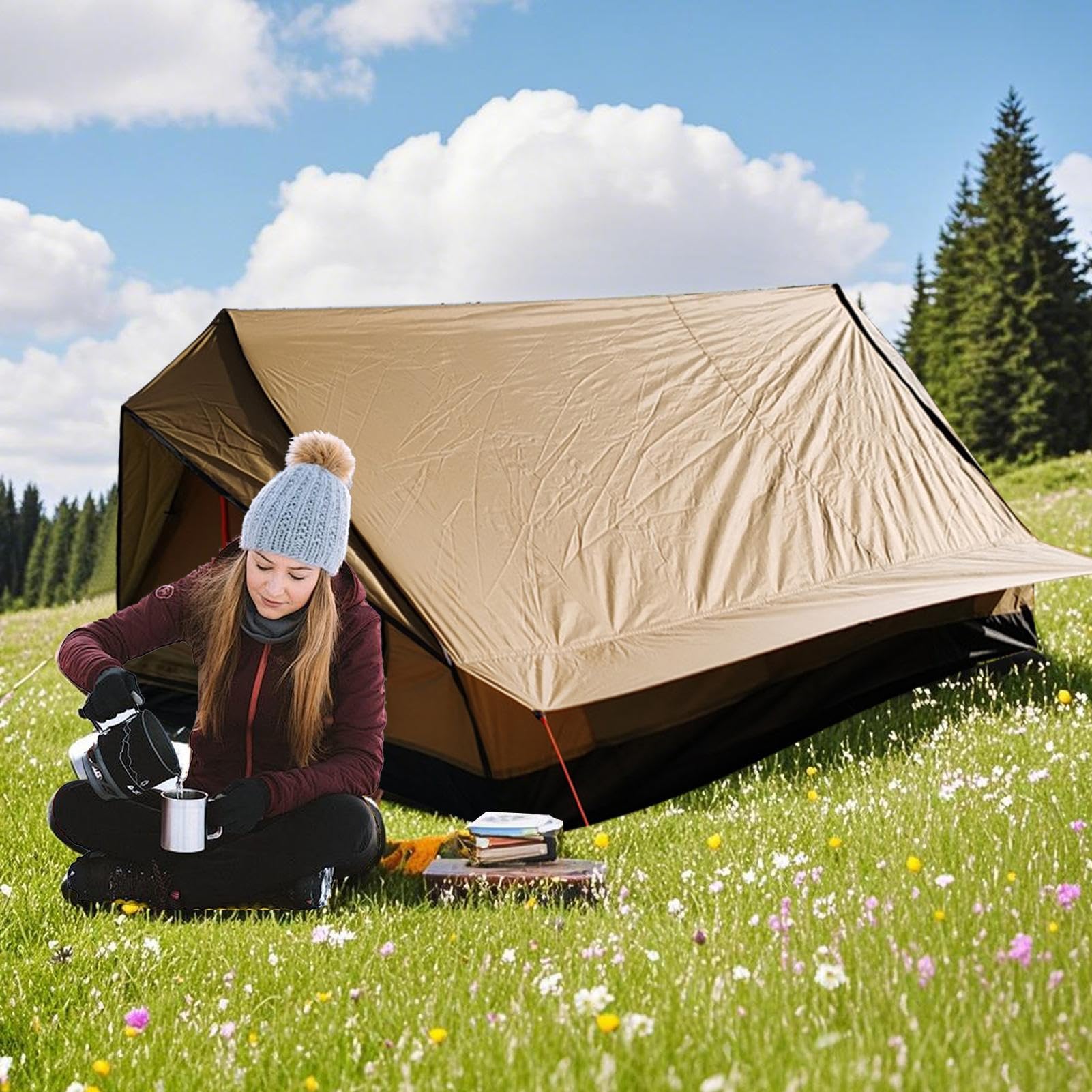Namiot trekkingowy Wielofunkcyjna wiatroszczelna oddychająca wodoodporna | Przenośne schronienie na piesze wędrówki , trekkingowy, kemping, outdoor, survival, podróże,