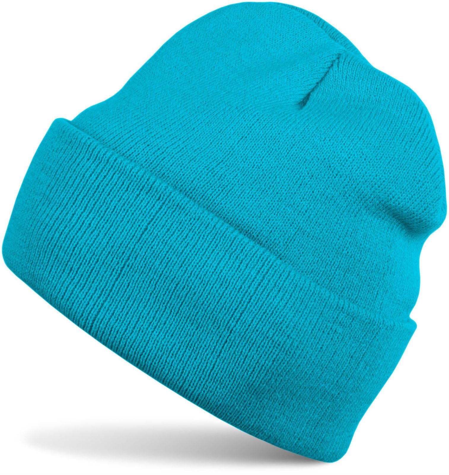 styleBREAKER Unisex Beanie Knitted Hat Solid Color, Fine Knit Double-Layer Warm Winter Knit Beanie 04024029, Colour:Turquoise