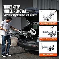 Vista 44 de VEVOR Folding Hand Truck and Dolly, 309 Lbs Capacity, Aluminum Foldable Cart, Heavy-Duty Luggage Trolley Cart with Telescoping Handle and PP+TPR