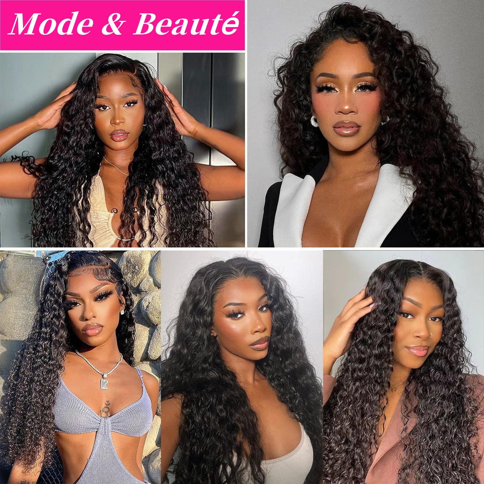 Tissage Cheveux Humains 16 18 20 Pouces 12A Water Wave Bundles Human Hair Cheveux Brésiliens Vierges 100% Non Traités Curly Bundle Full and Thick Noir Naturel