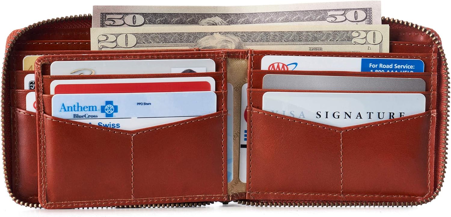 Alpine Swiss Connor RFID Bifold Wallet For Men | Genuine Leather, Dual ID Windows, 8 Card Slots | Gift Box - View #3