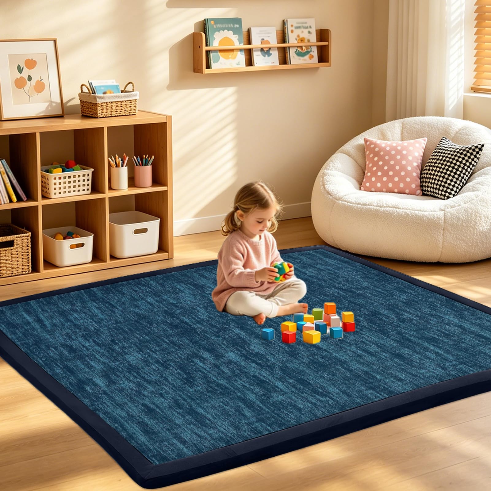 RZUMXOPY Baby Play Mat, 100 x 200 cm Thick Memory Foam Crawling Mat, Foam Floor Padded Playmats for Babies, Non-Slip Bottom