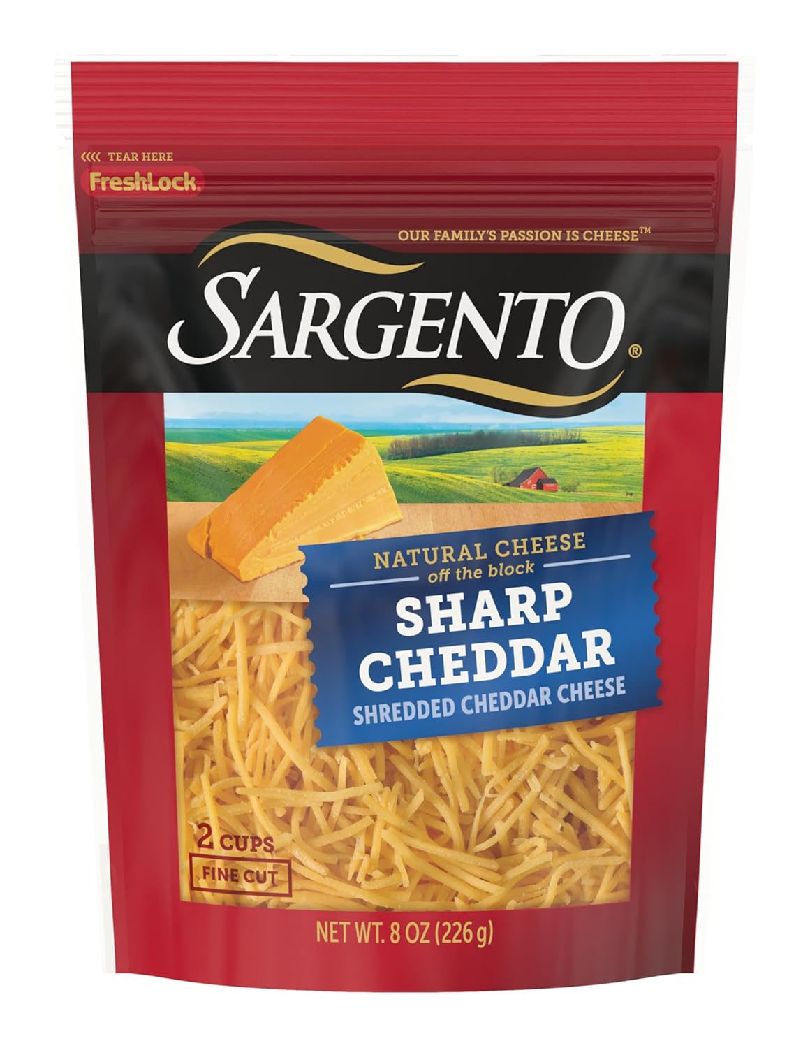 Sargento Natural Sharp Cheddar Shredded Cheese, Fine Cut, 8 oz