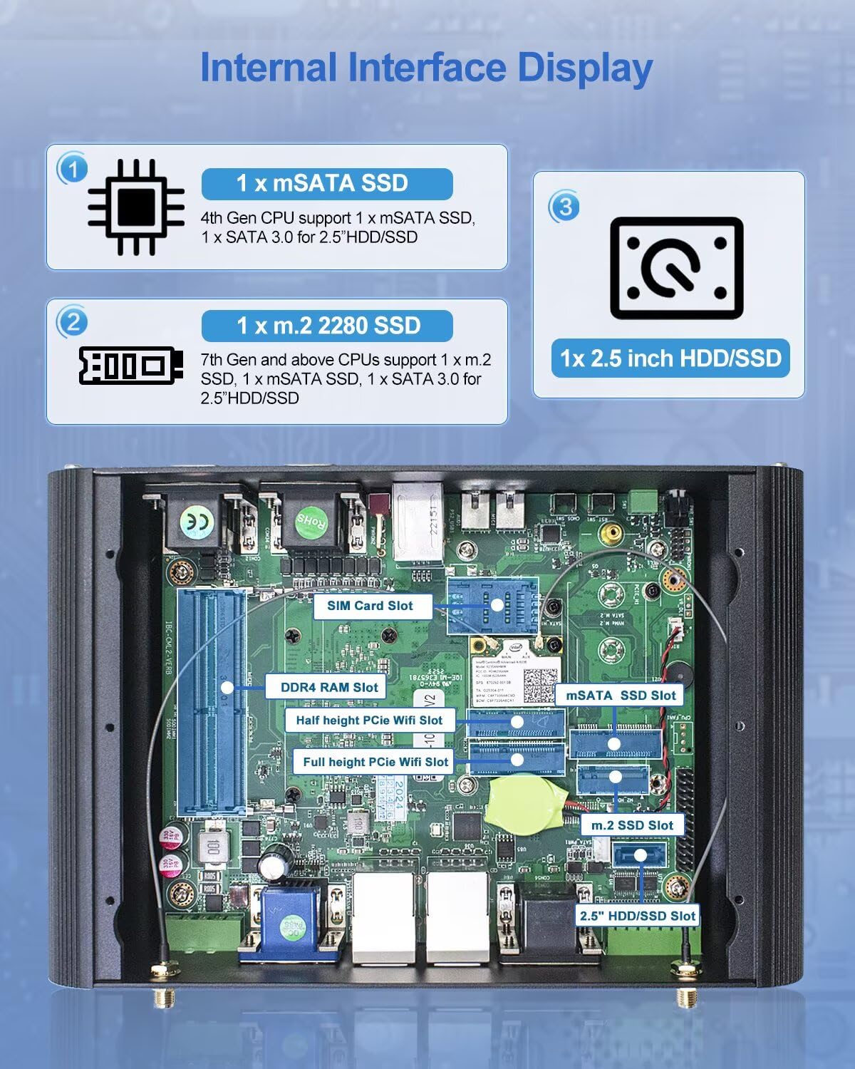 BASOARO Quad Core Mini PC i7 10510u, komputer przemysłowy, podwójna sieć LAN, HDMI/VGA, port GPIO/LPT, RS232 COM, Wi-Fi, Win 10 Pro (64G DDR4 RAM 256G SSD)