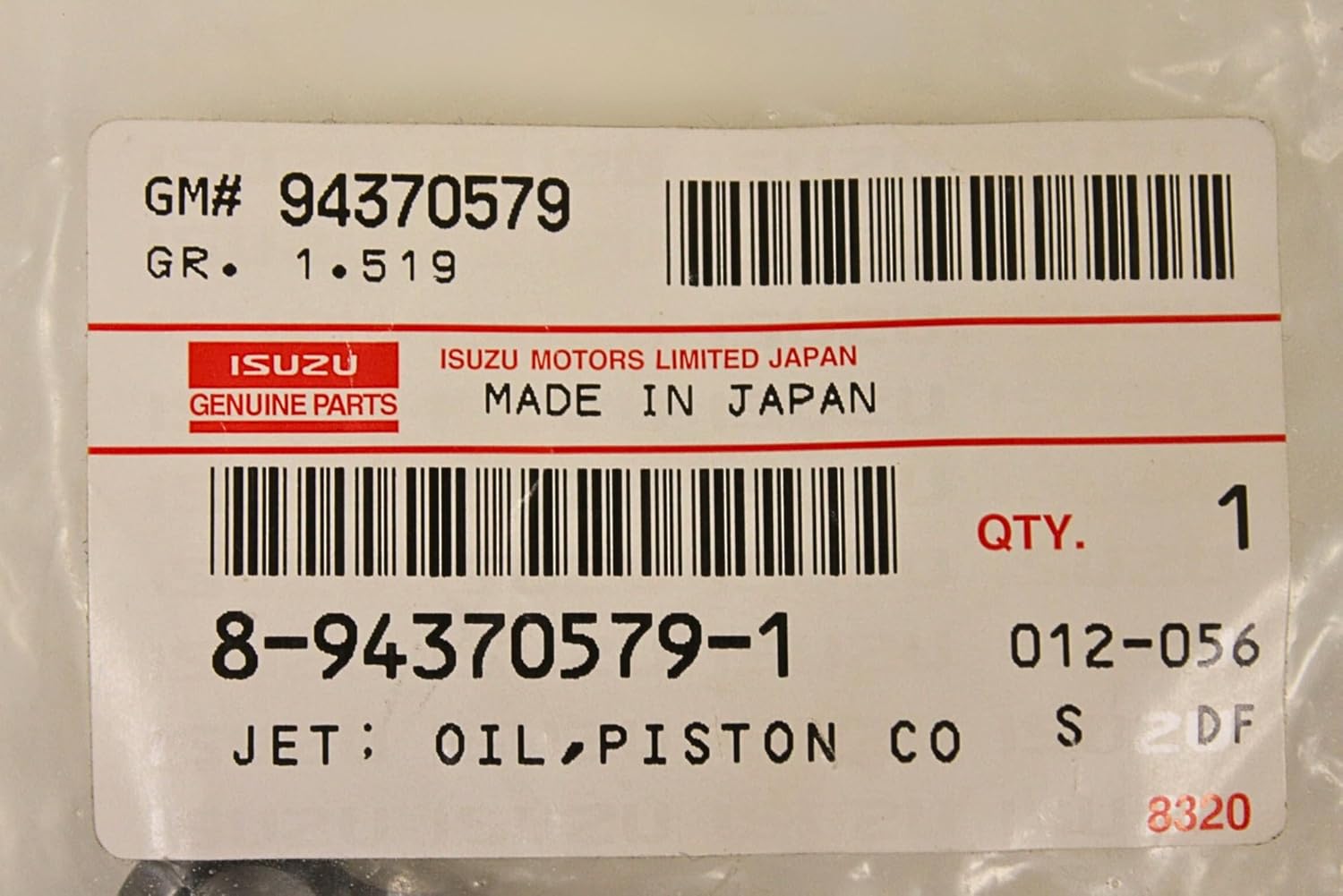 Oil Piston Cooling Jet 4Hf1 For Isuzu Truck 8-94370-579-0
