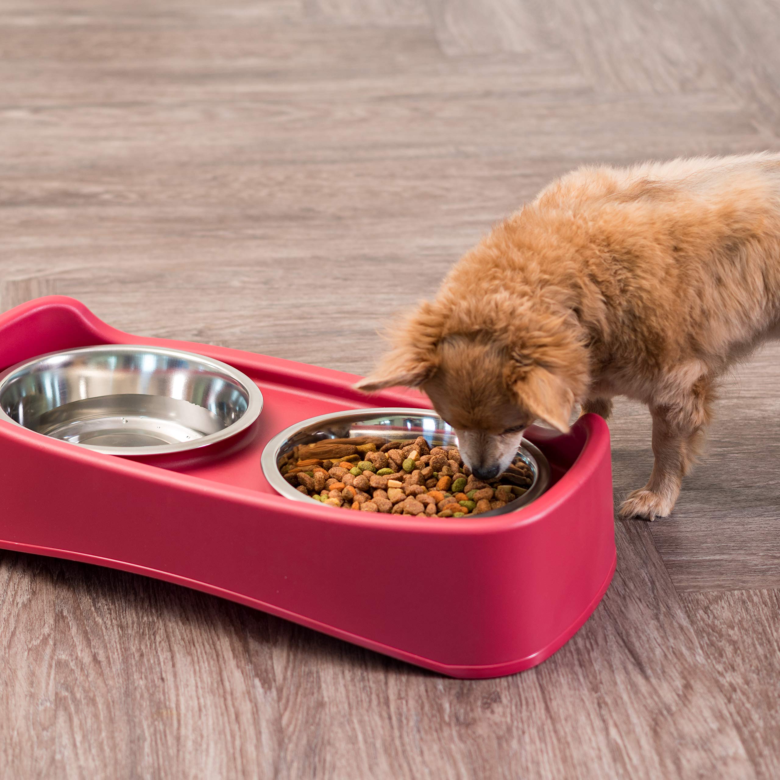 IRIS Gamelles surélevées pour Chien USA - Hauteur réglable - 2 gamelles épaisses en Acier Inoxydable de 1,8 l - Anti-déversement avec Bord extérieur surélevé - Fabriqué aux États-Unis - Plastique