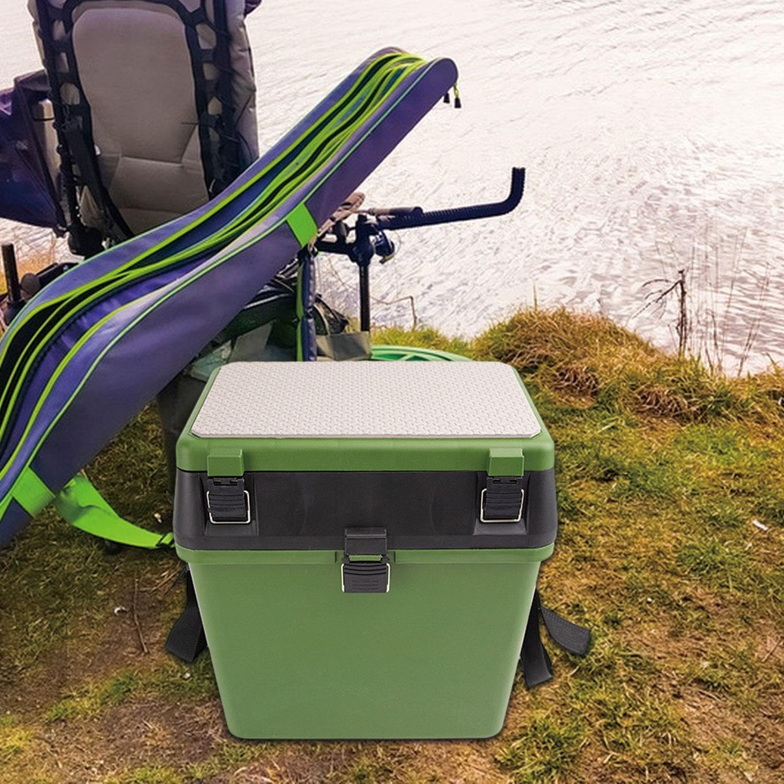 Caja de Pesca Multiusos con Capacidad de Carga de 100 Kg, Asiento Y Estuche para Señuelos de Pesca para Aficionados.