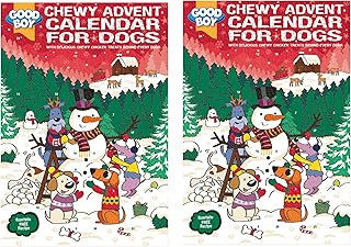 2 Pack Good Boy Chewy Advent Calendar For Dogs Chewy Chicken Treats Rawhide Free Christmas Pet Calendar 60g, RED