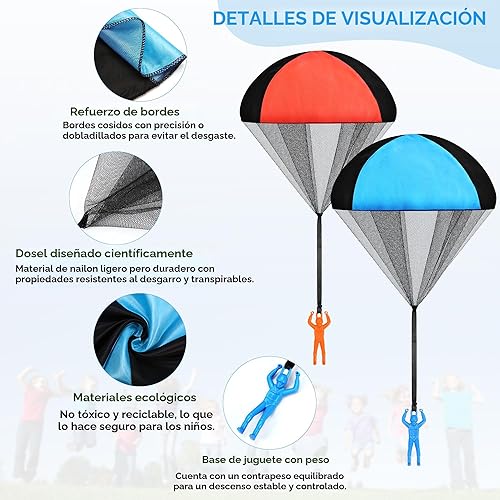 Miniatura 4 de Juguete de paracaídas para niños, juguetes al aire libre, paracaídas voladoras, juguetes interiores y exteriores para niños o 3, 4, 5, 6, 7, 8, 9