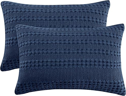 Miniatura 22 de PHF - Fundas de almohada 100% algodón con tejido gofre europeo, 26 x 26 pulgadas, 2 unidades para decoración elegante del hogar, sin relleno