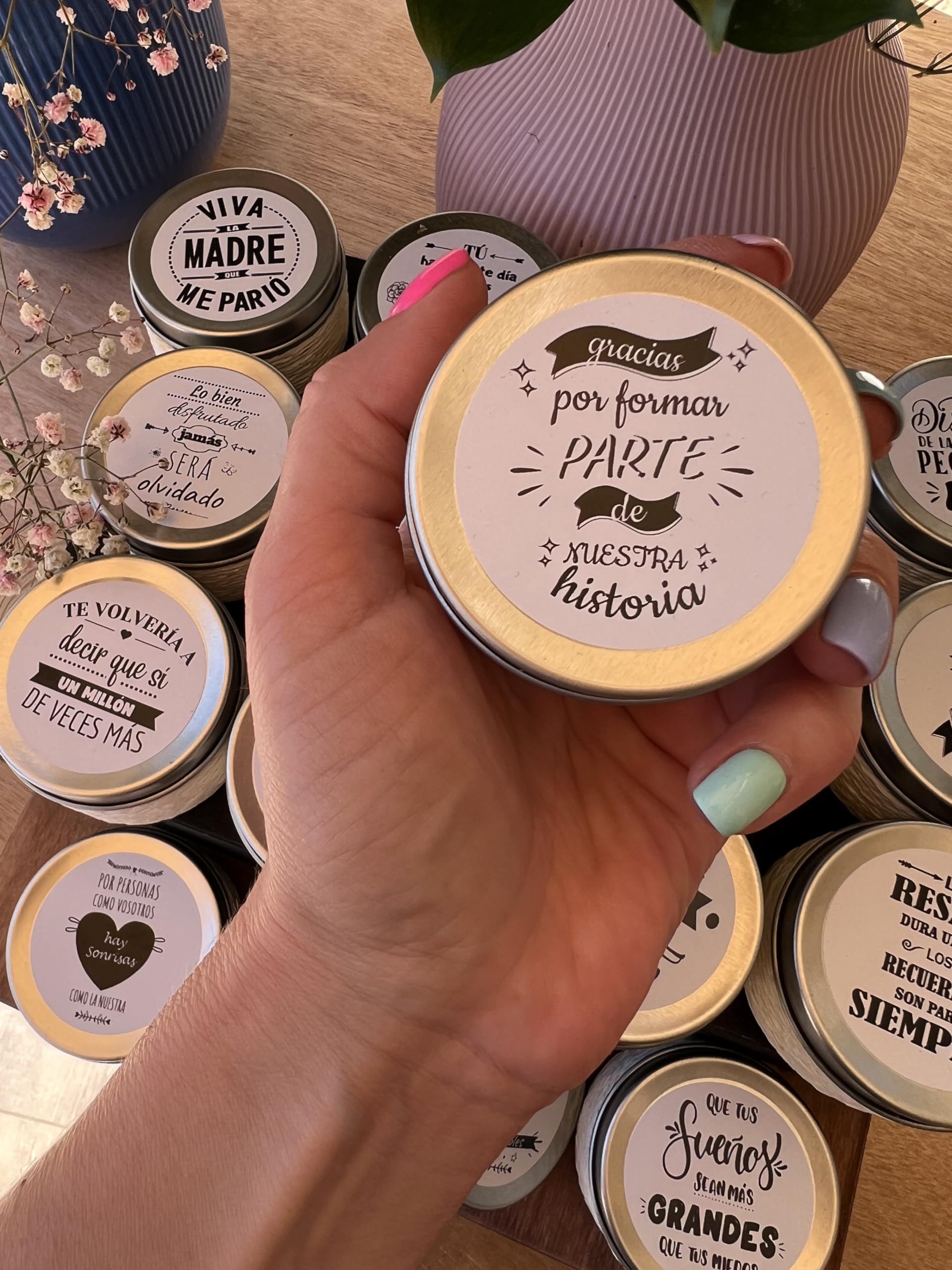 Uvimark | Detalles de Boda, Comunión, Bautizo | Set de 12 Velas Aromáticas con Mensaje a Elegir| Velas Perfumadas Personalizadas