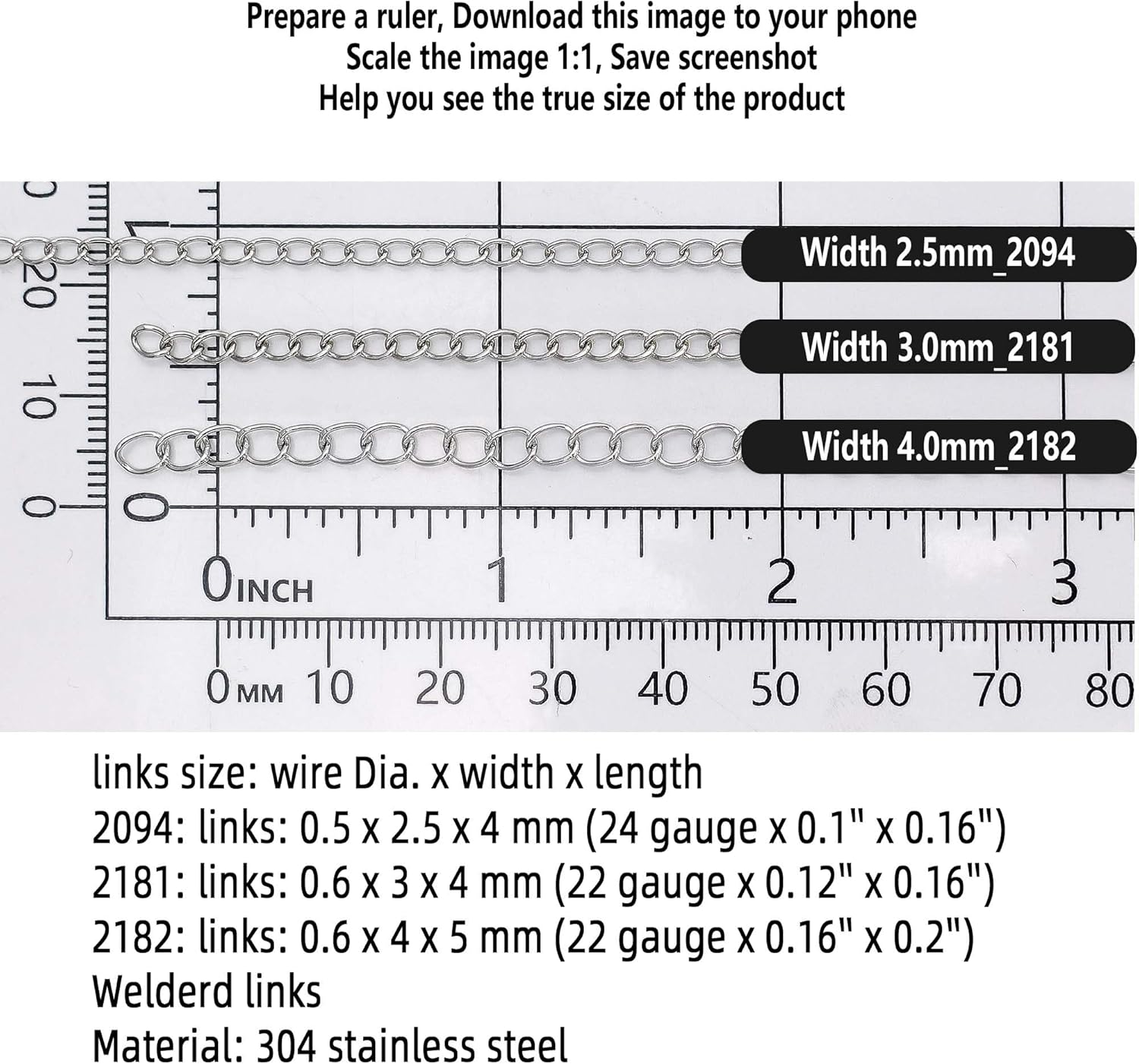 THREENEST 16.4-Feet Width 4mm Stainless Steel Extander Chains, Welded Permanent Cable Craft Tail Curb Chain for Necklace Bracelet Earring Jewelry Making - Image 4