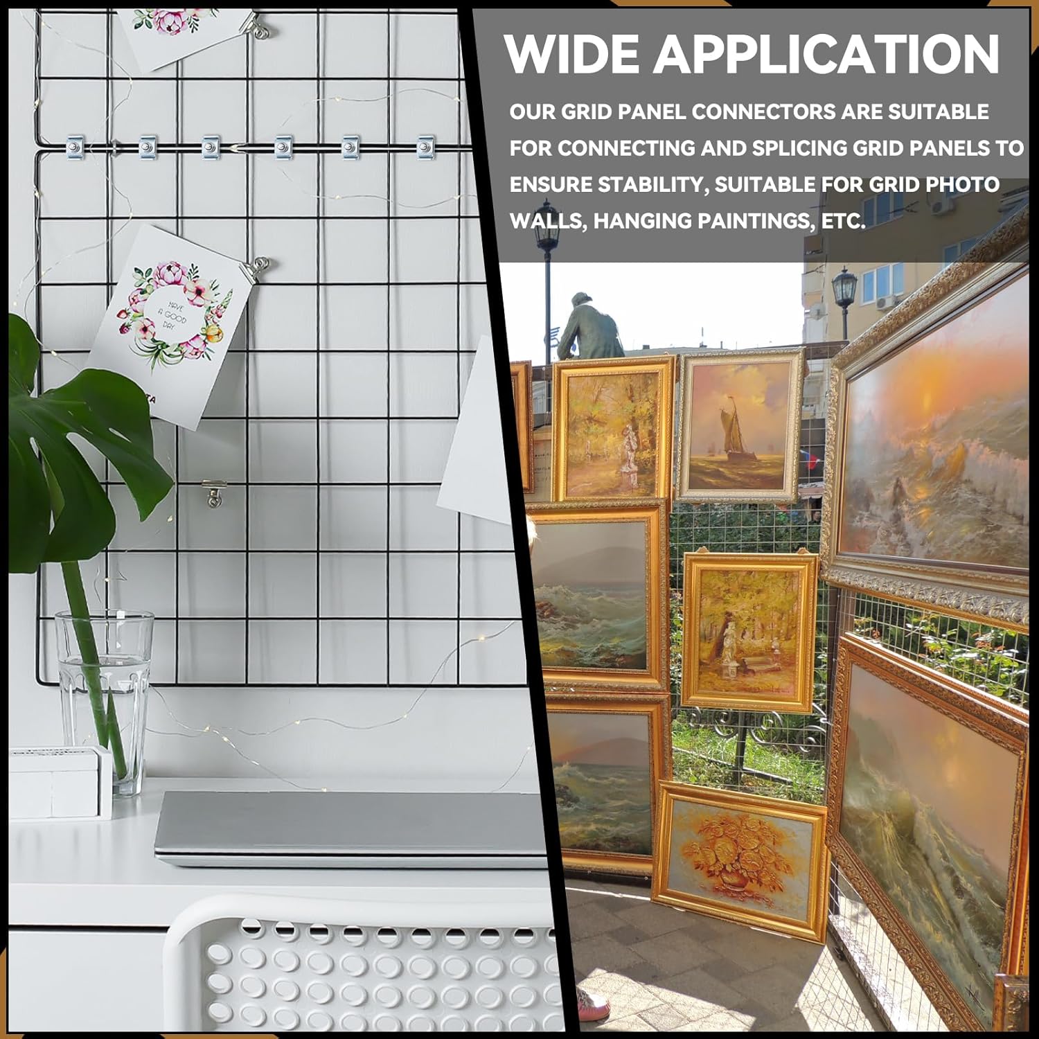 Zonon 100 Pcs Galvanized Grid Wall Connector Grid Wall Clip Splice Washer Kit Gridwall Joining Clip Mesh Tray Wire Kit for Wire Mesh Cable Tray End to End Connector Fit 0.16 x 0.24 Inch Diameter