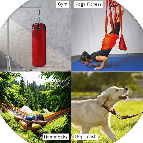 Miniatura 6 de Clip de mosquetón, 855 libras, clips de caribeener de anillo en D de 3 pulgadas, mosquetón para hamacas, camping, senderismo, al aire libre,